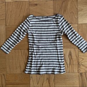 Zara Striped Off White/Taupe 3/4 Sleeve